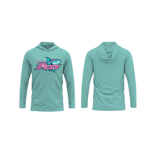 Teal Long Sleeve Hooded Warm Weather Tee