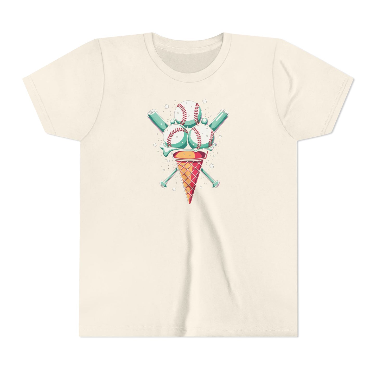 Youth Tee - Ice Cream Cone With Baseballs Print