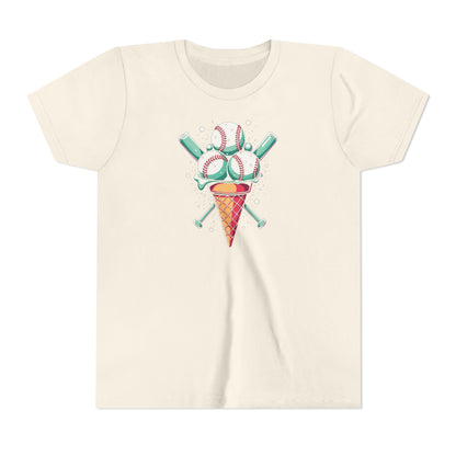 Youth Tee - Ice Cream Cone With Baseballs Print