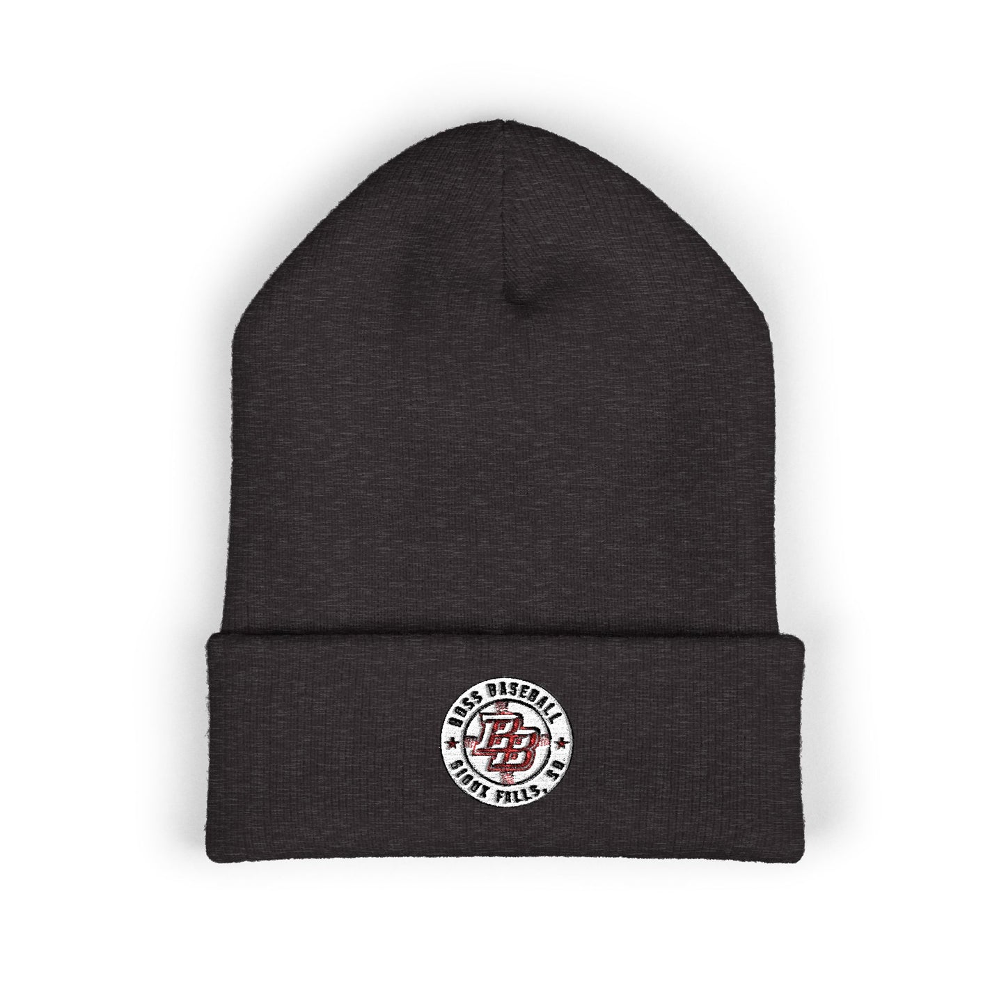 Embroidered Diner Logo Cuffed Beanie — Retro Coffee Shop Patch Winter Hat