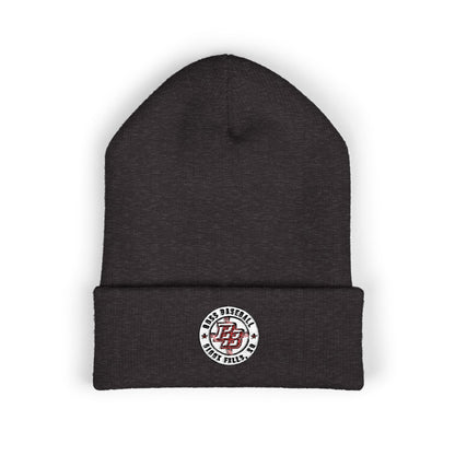 Embroidered Diner Logo Cuffed Beanie — Retro Coffee Shop Patch Winter Hat