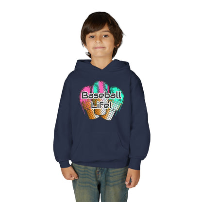 Baseball Life Ice Cream Drip Youth Hoodie
