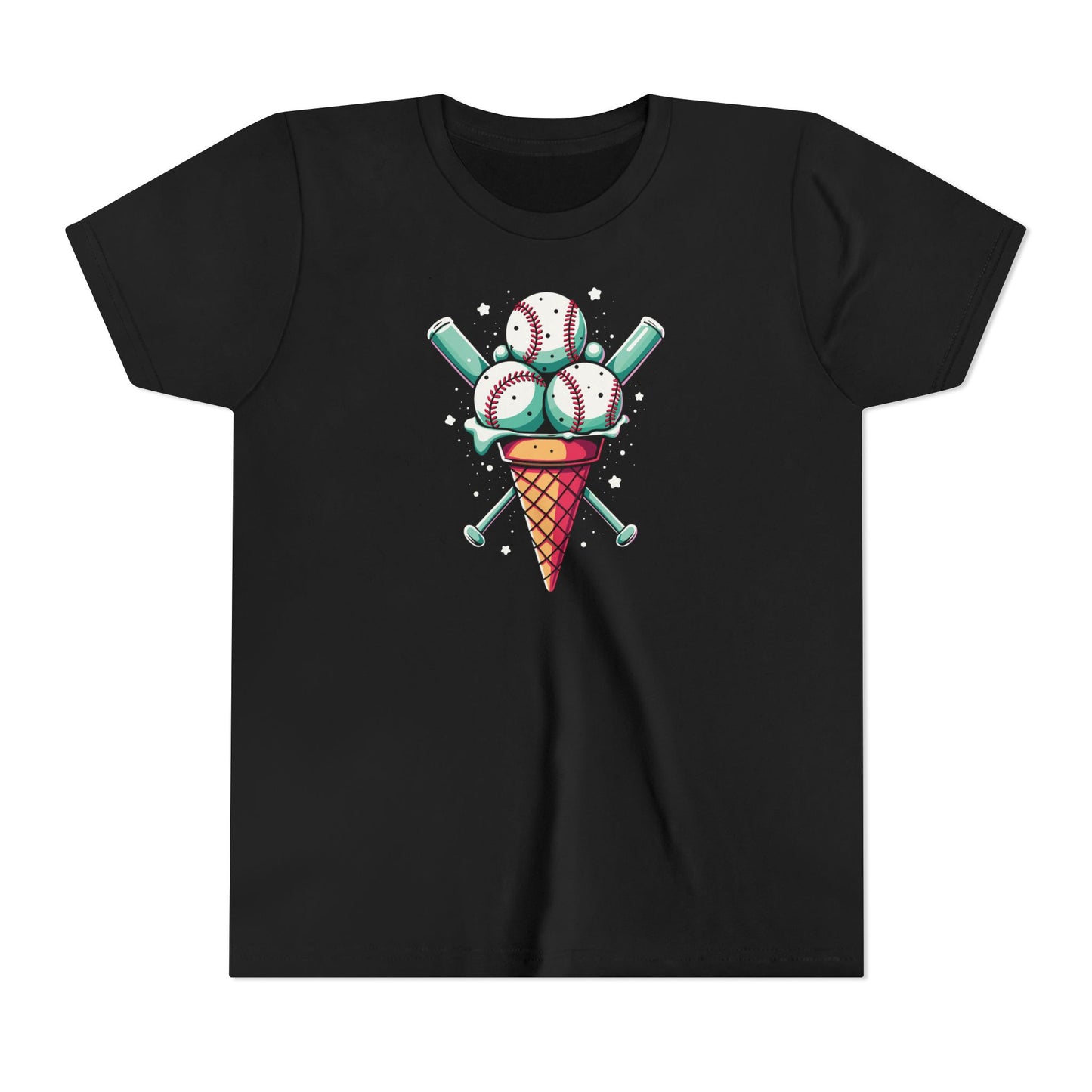 Youth Tee - Ice Cream Cone With Baseballs Print