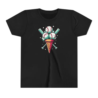 Youth Tee - Ice Cream Cone With Baseballs Print