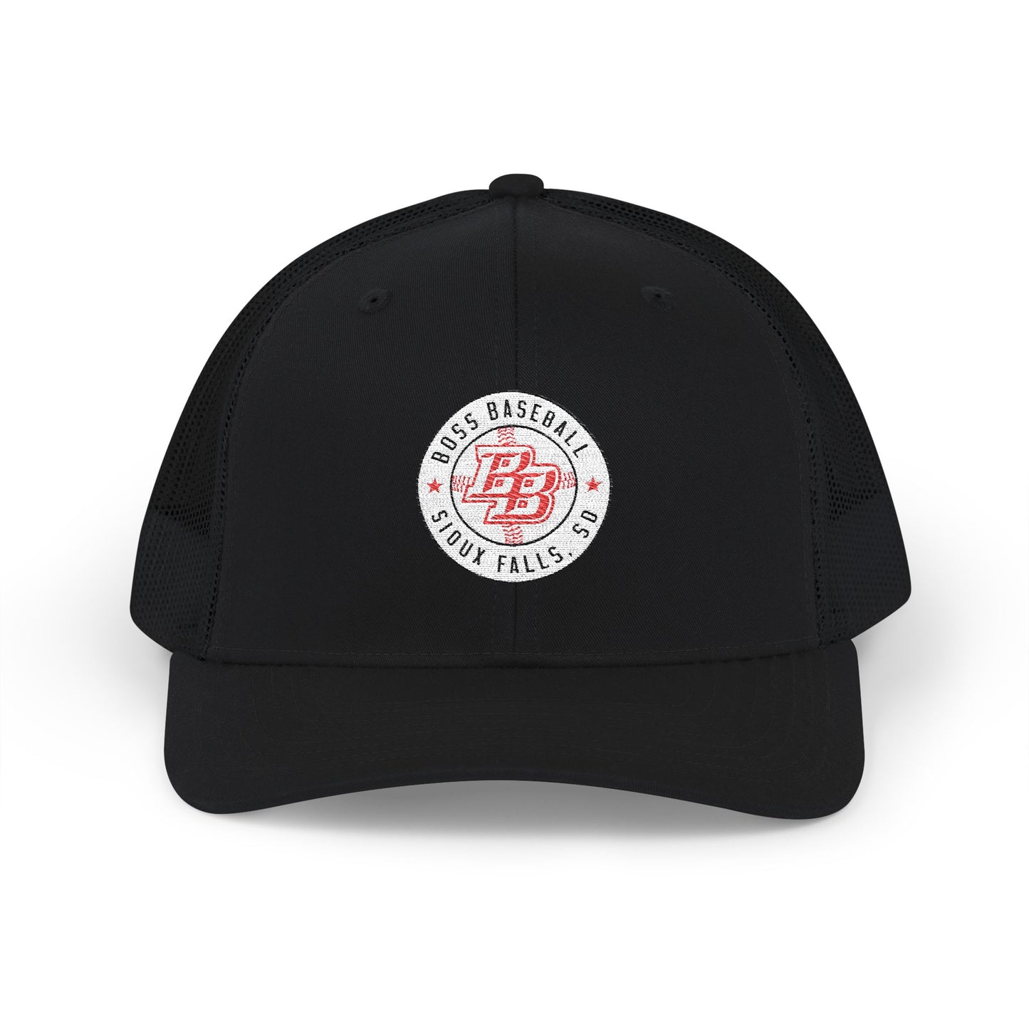 Embroidered Trucker Cap — Vintage Red Badge Snapback