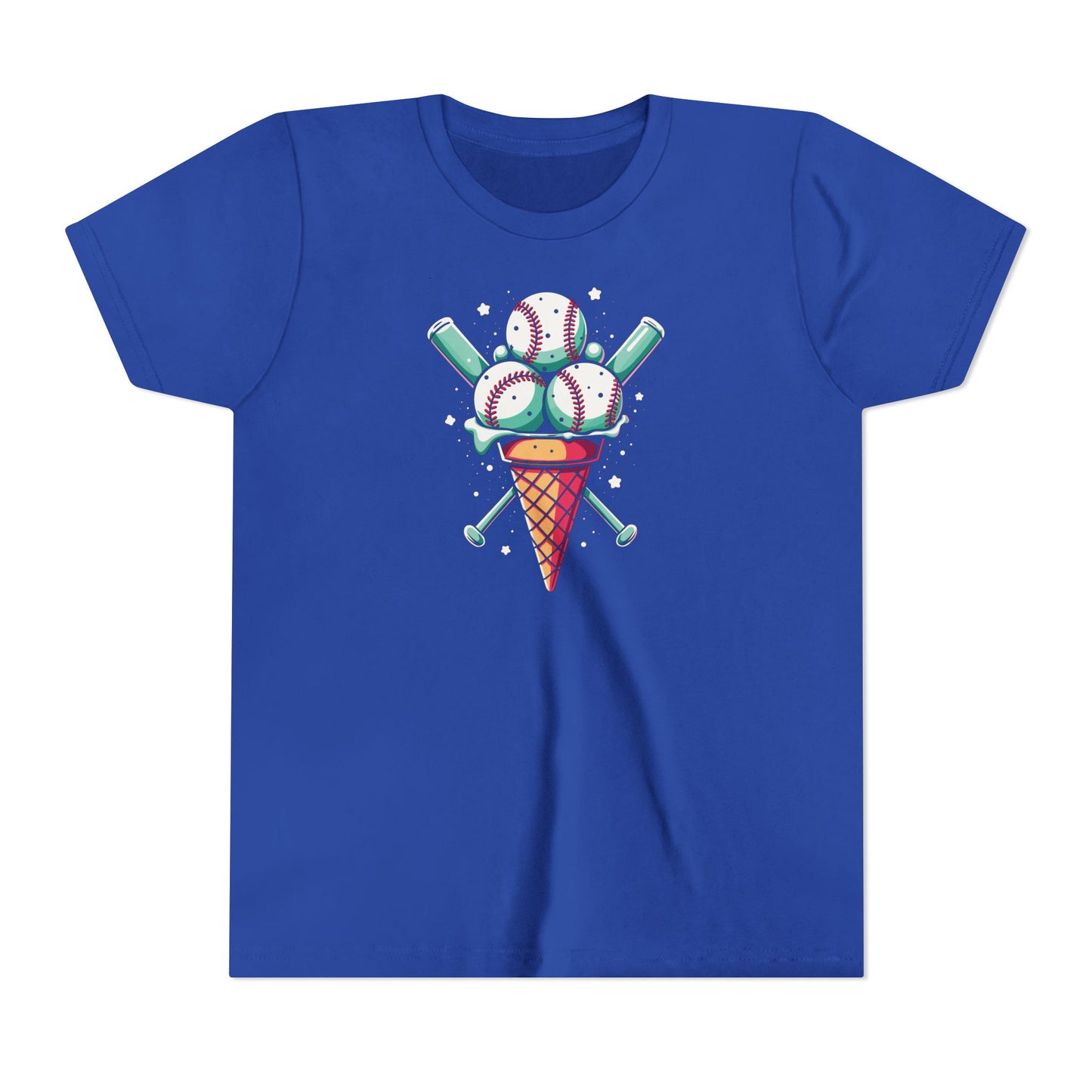 Youth Tee - Ice Cream Cone With Baseballs Print