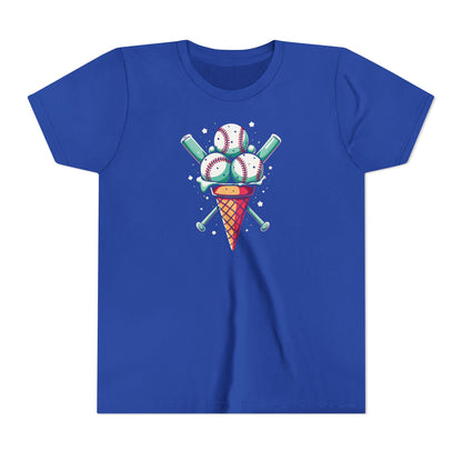 Youth Tee - Ice Cream Cone With Baseballs Print