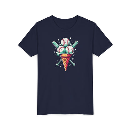Youth Tee - Ice Cream Cone With Baseballs Print