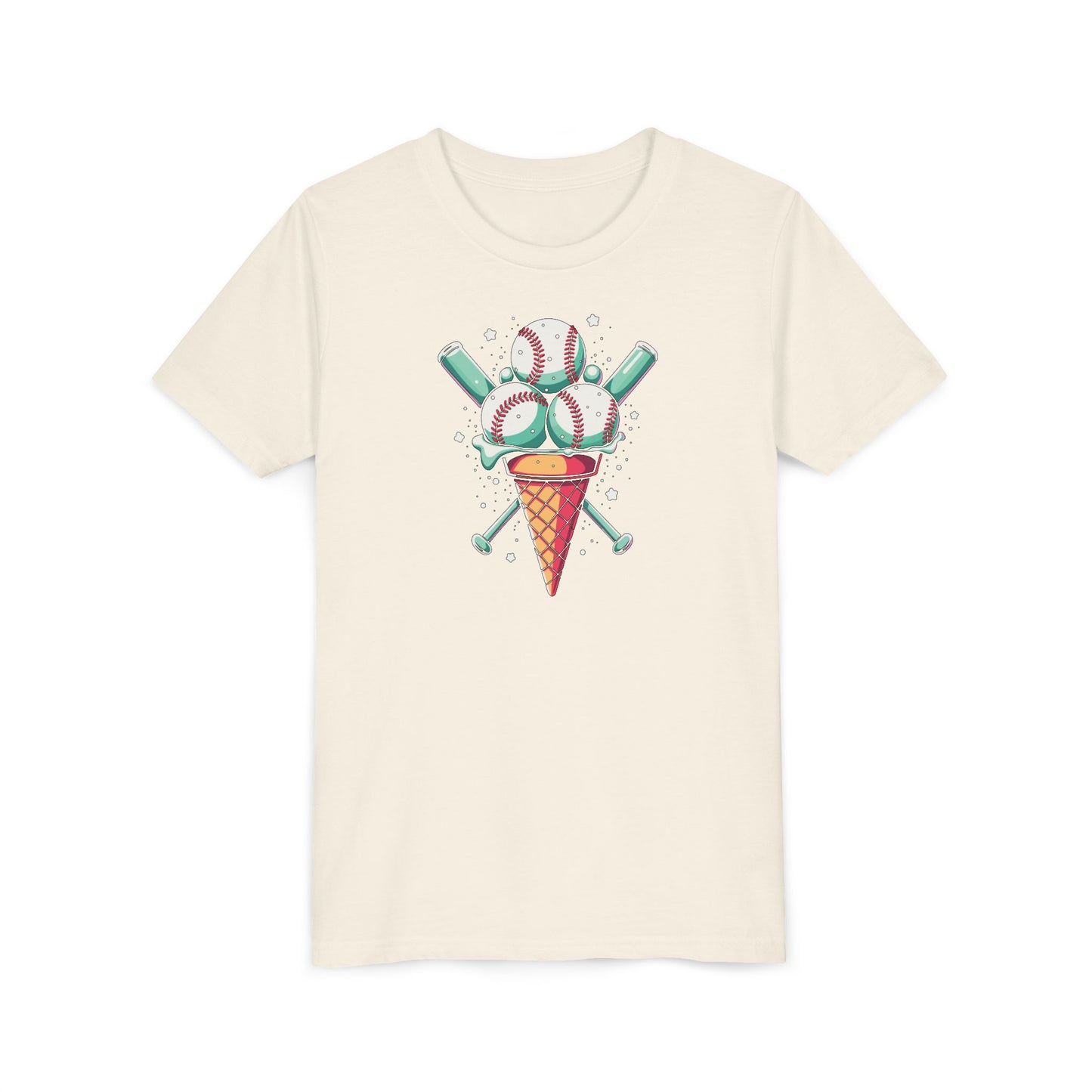 Youth Tee - Ice Cream Cone With Baseballs Print