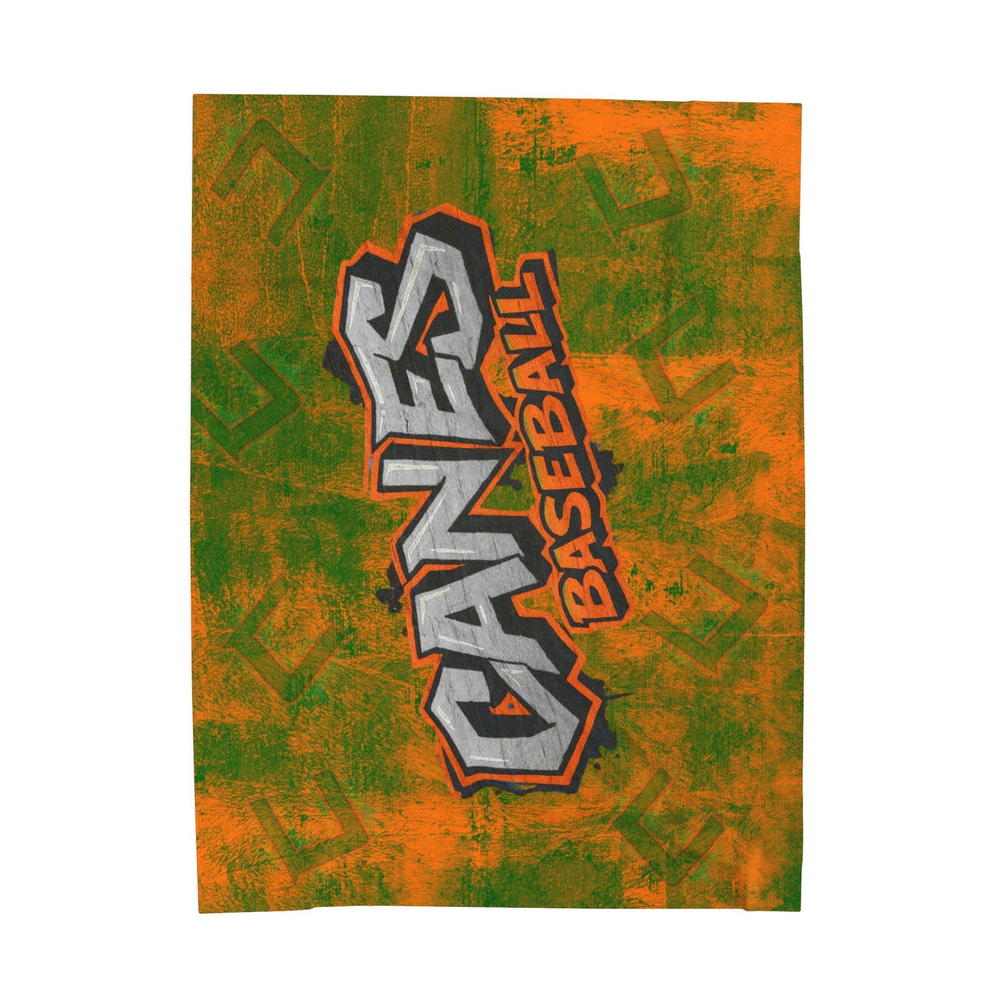 Custom Orange & Green Canes Baseball Team Blanket — 'Canes Baseball' Velveteen Plush Throw