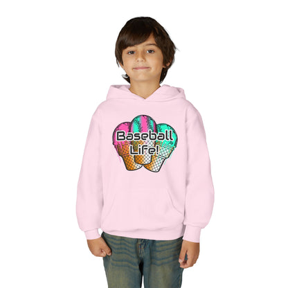 Baseball Life Ice Cream Drip Youth Hoodie