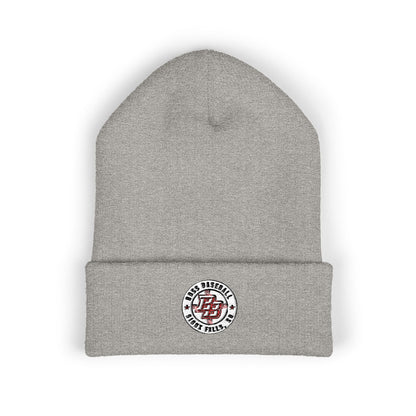 Embroidered Diner Logo Cuffed Beanie — Retro Coffee Shop Patch Winter Hat