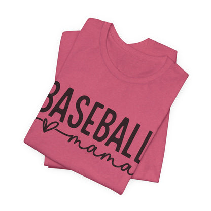 Baseball Mom Unisex Tee - Short Sleeve Jersey Shirt With Heart Design