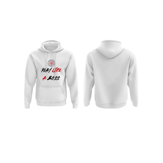 Play Like A BOSS Long Sleeve Cold Weather Hoodie - White