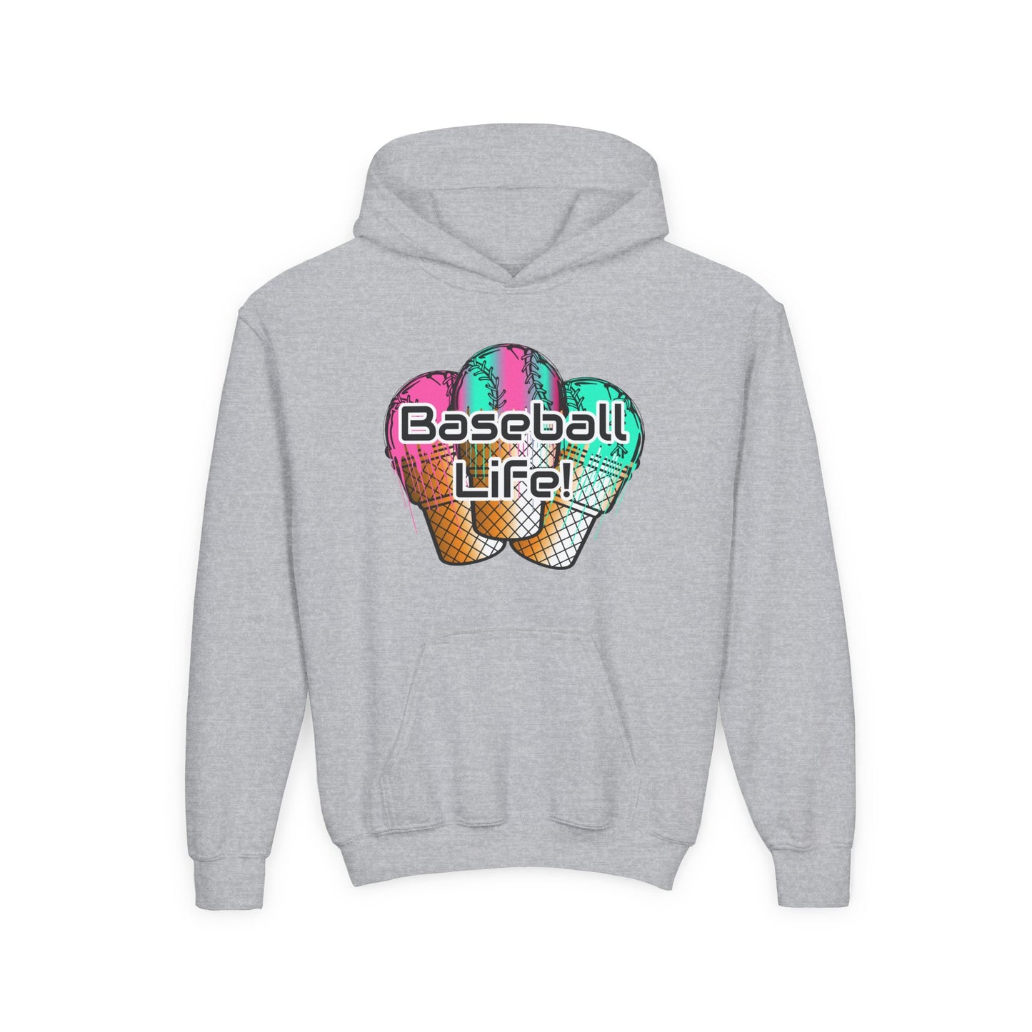Baseball Life Ice Cream Drip Youth Hoodie