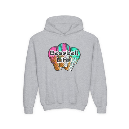 Baseball Life Ice Cream Drip Youth Hoodie