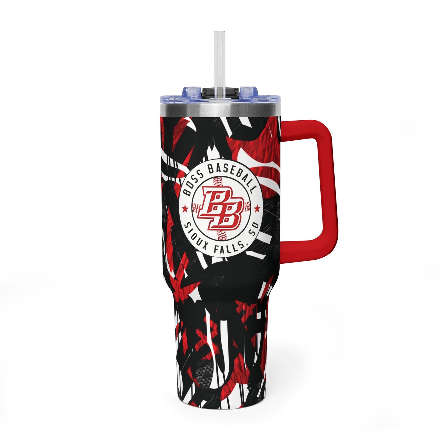 40oz Vacuum Tumbler — Boss Baseball Sioux Falls Red & Black Camouflage