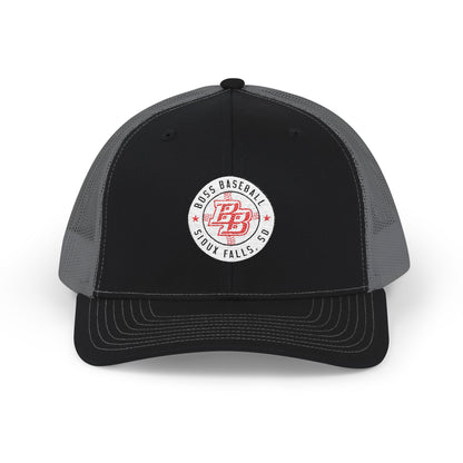 Embroidered Trucker Cap — Vintage Red Badge Snapback