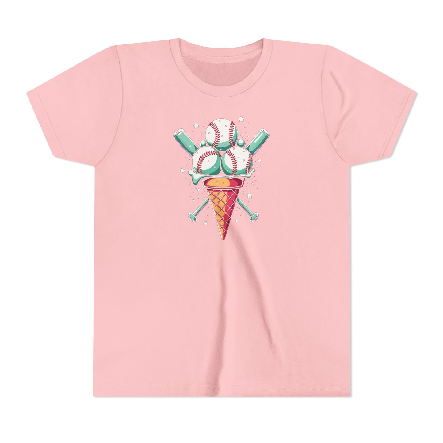 Youth Tee - Ice Cream Cone With Baseballs Print