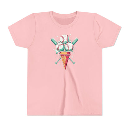 Youth Tee - Ice Cream Cone With Baseballs Print