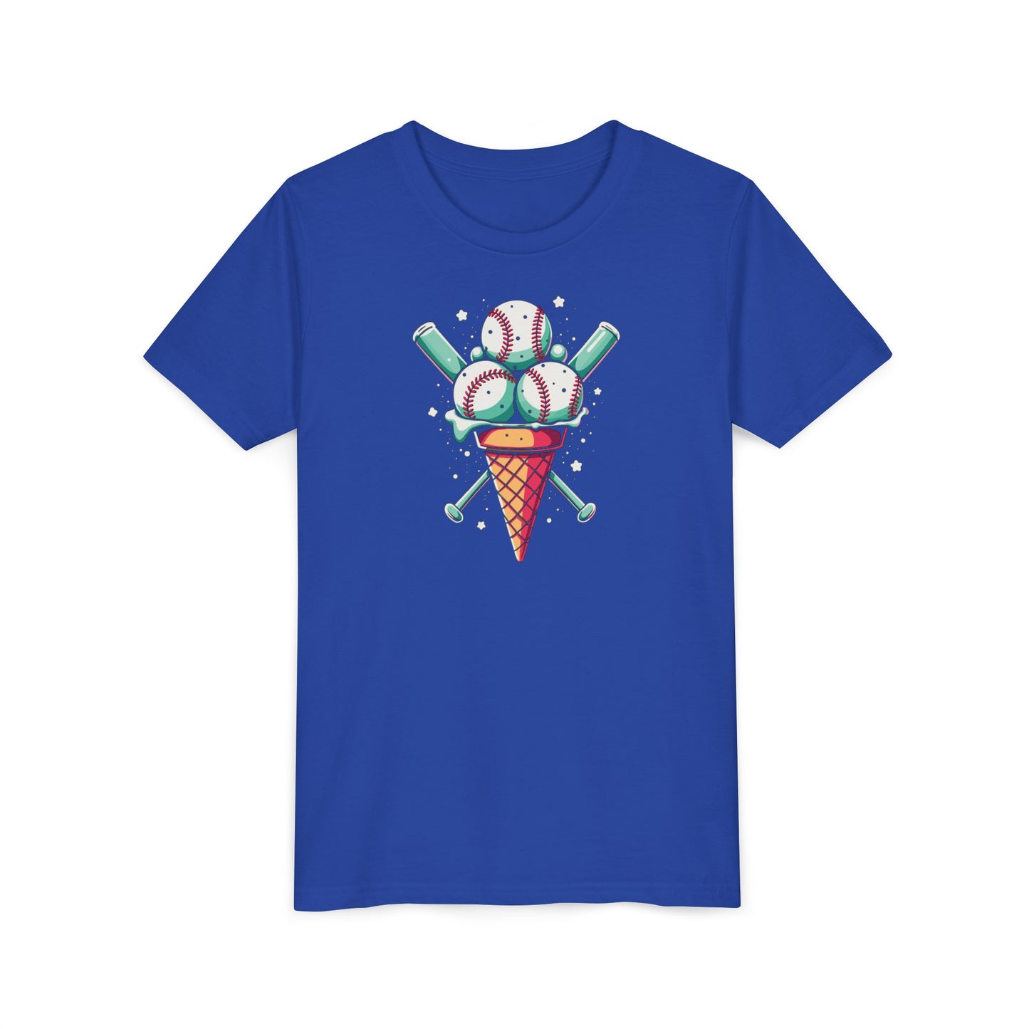 Youth Tee - Ice Cream Cone With Baseballs Print