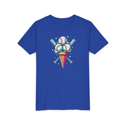 Youth Tee - Ice Cream Cone With Baseballs Print