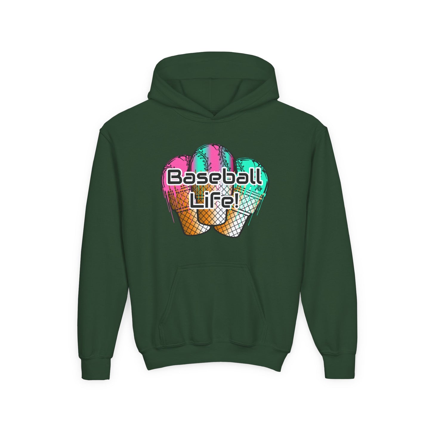 Baseball Life Ice Cream Drip Youth Hoodie