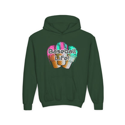Baseball Life Ice Cream Drip Youth Hoodie