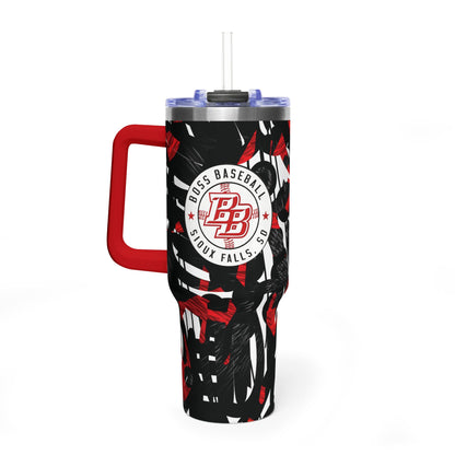 40oz Vacuum Tumbler — Boss Baseball Sioux Falls Red & Black Camouflage