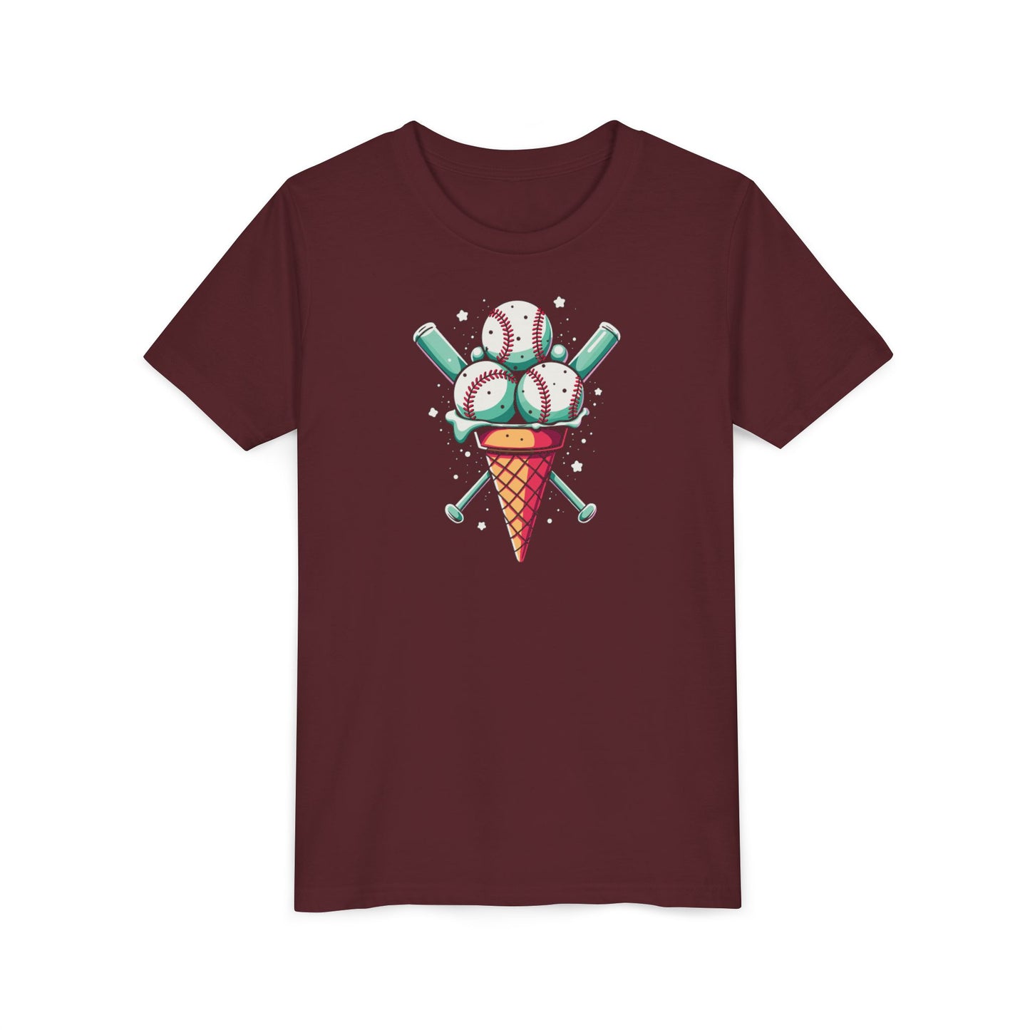 Youth Tee - Ice Cream Cone With Baseballs Print