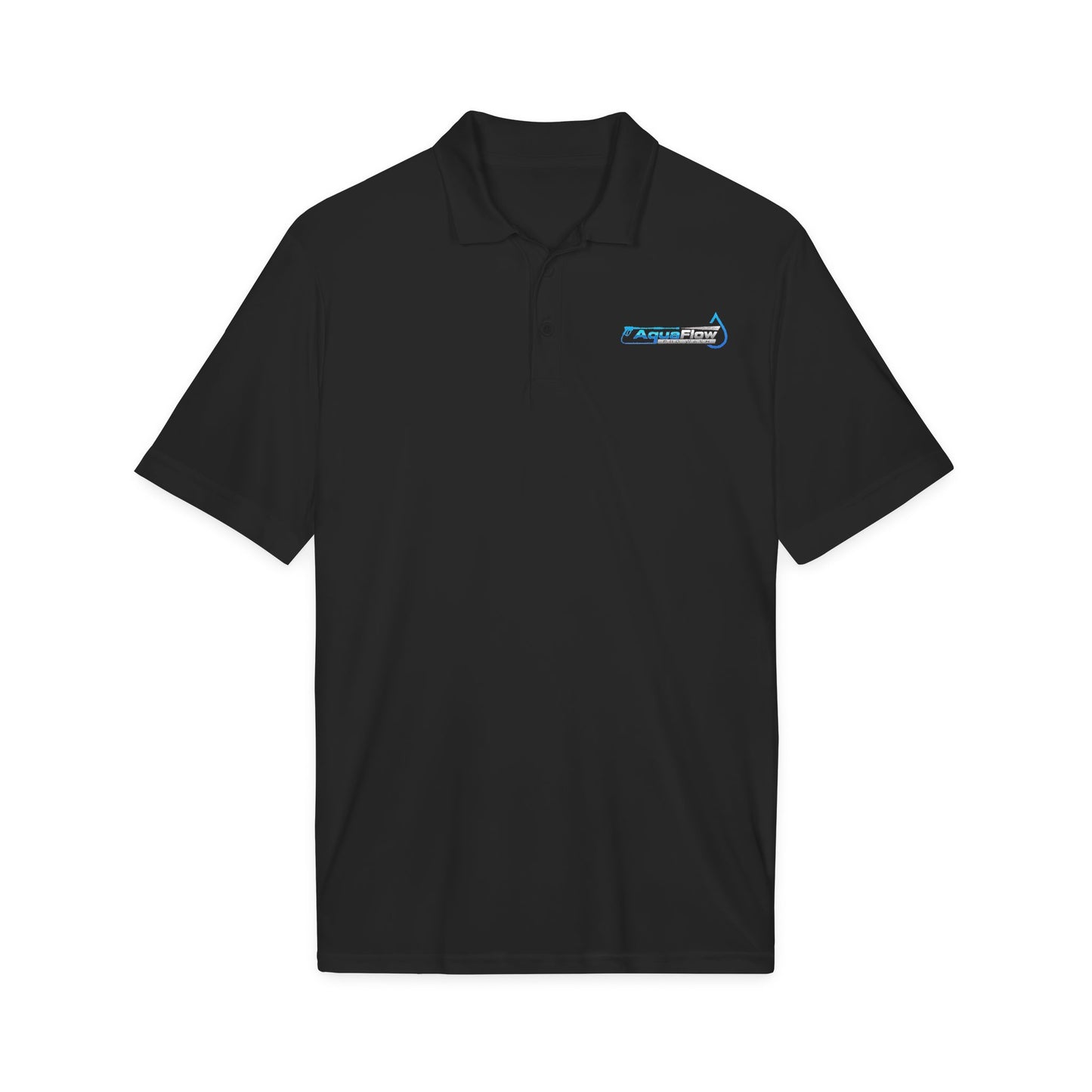AquaFlow Embroidered Tech Polo — Sporty Grey PosiCharge Competitor Logo Shirt