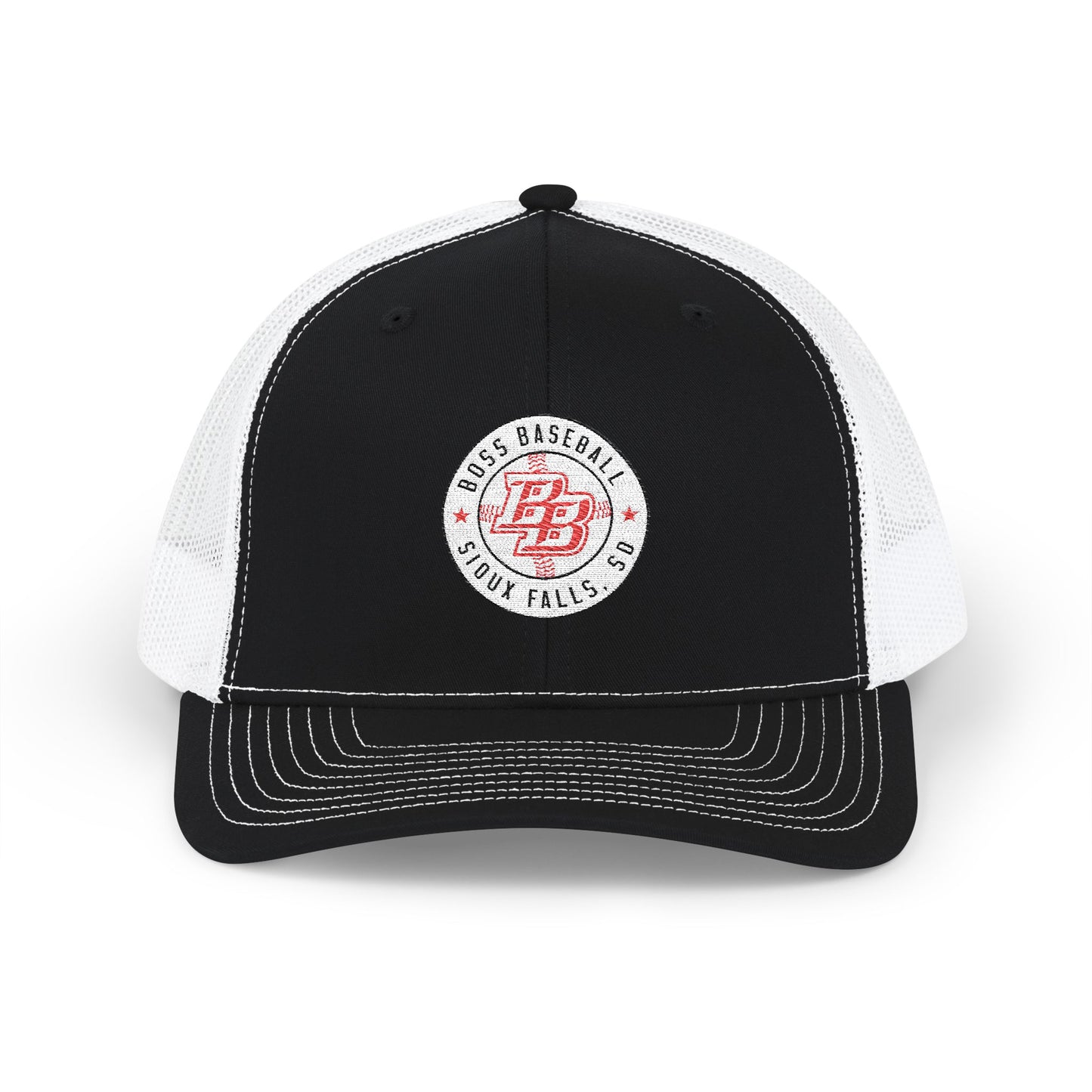 Embroidered Trucker Cap — Vintage Red Badge Snapback
