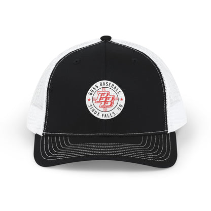 Embroidered Trucker Cap — Vintage Red Badge Snapback
