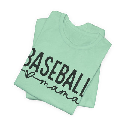 Baseball Mom Unisex Tee - Short Sleeve Jersey Shirt With Heart Design