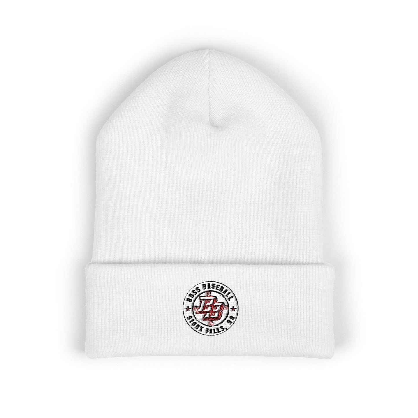Embroidered Diner Logo Cuffed Beanie — Retro Coffee Shop Patch Winter Hat