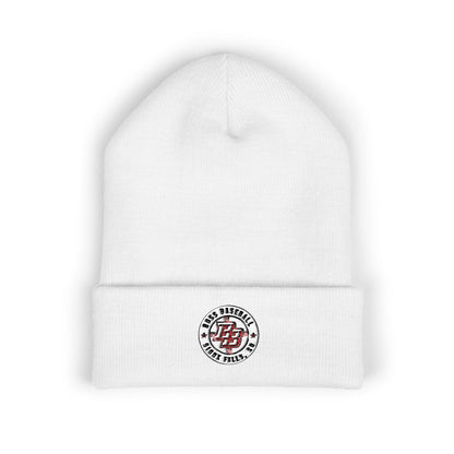 Embroidered Diner Logo Cuffed Beanie — Retro Coffee Shop Patch Winter Hat