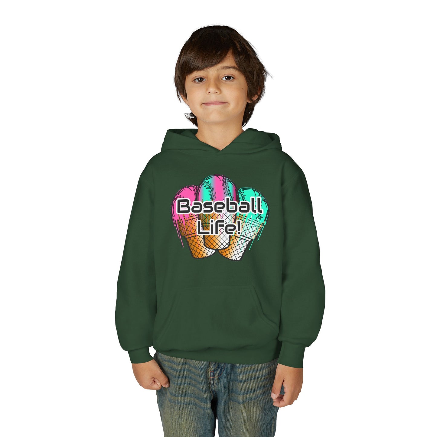 Baseball Life Ice Cream Drip Youth Hoodie