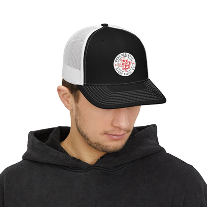 Embroidered Trucker Cap — Vintage Red Badge Snapback