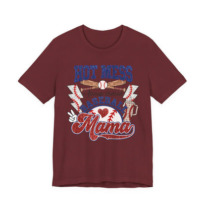 Baseball Mama Unisex Tee, Hot Mess Always Stressed Shirt, Funny Mom Gift, Graphic Tee, Short Sleeve Top