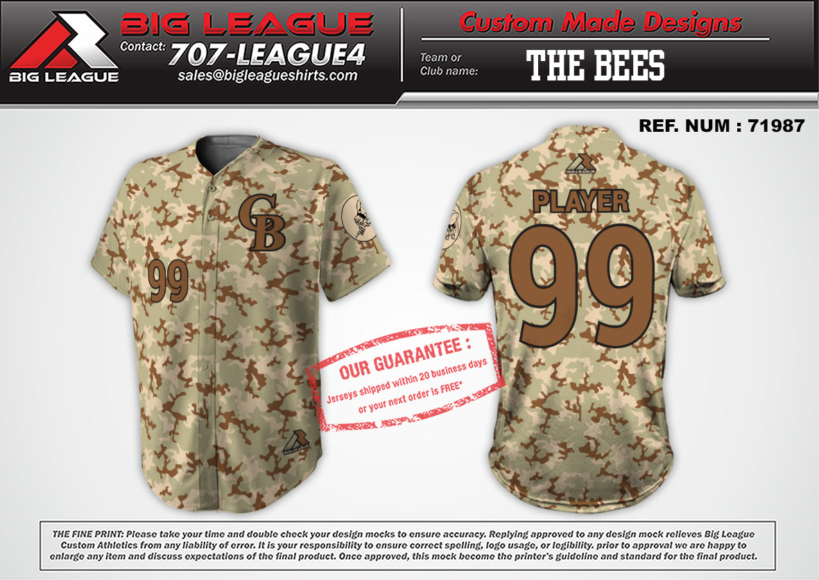 The Bees Full Button - Baseball